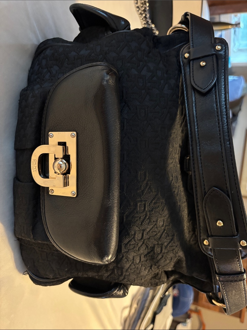 DKNY Black Shoulder Bag with Gold Hardware